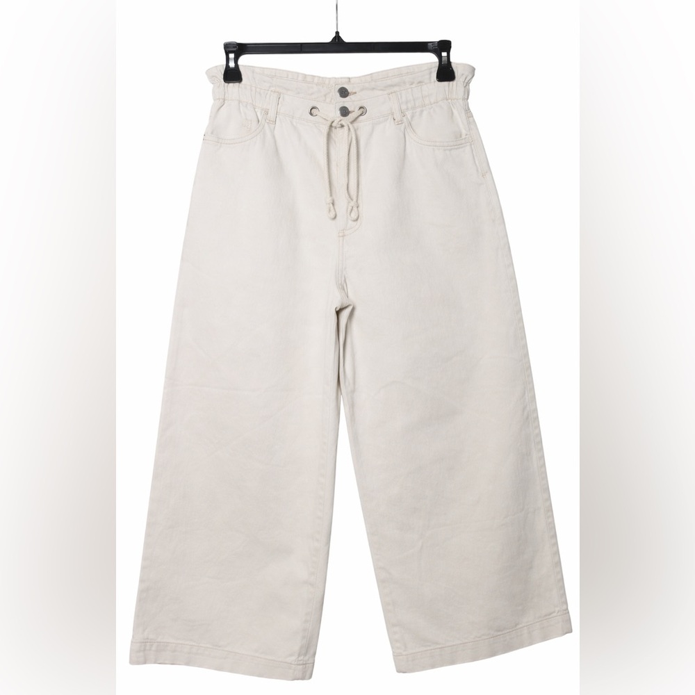 Kenzie Wide Leg Drawstring Jeans – Cream Off White Size 10/30